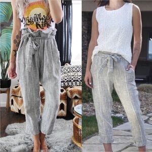 Free People Wild Coast Paper Bag Woven High Waist Crop Pant Womens Sz 6